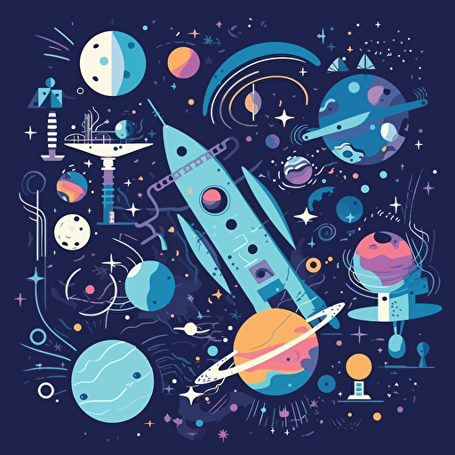 creativity in vector art, space and galaxy theme, cartoon style