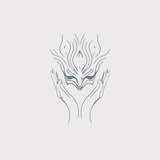 vector minimilistic logo of mask and hands line drawing monochromatic