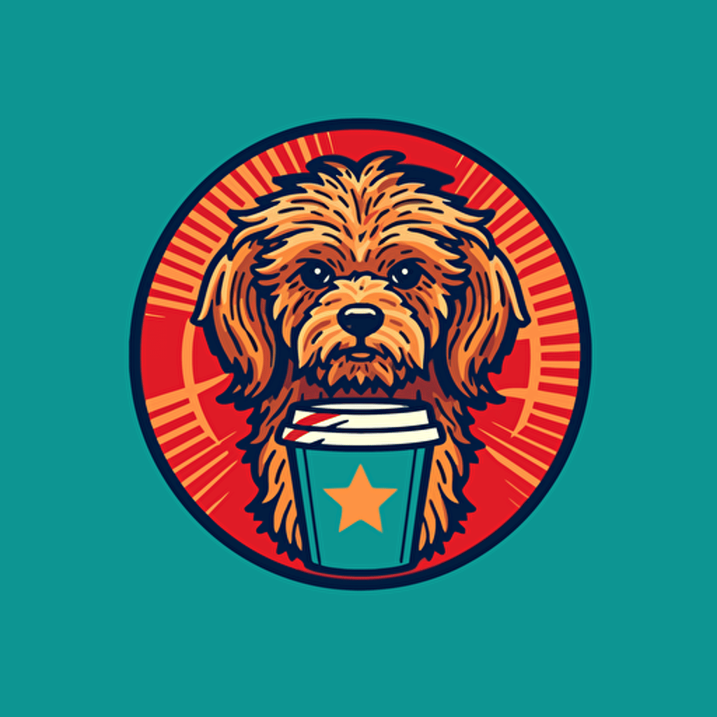 A vector logo of a yorkipoo, inspired by the starbucks logo