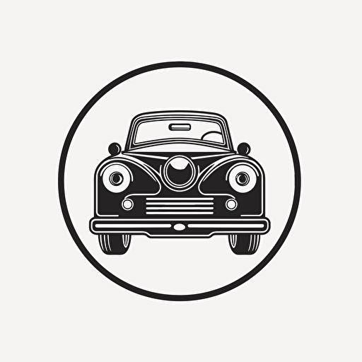 simple car and camera logo, black and white, minimal, vector art, modern, expansive
