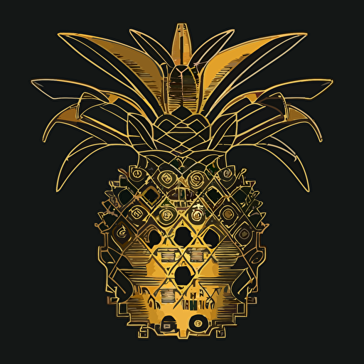 a simple logo in the style of vector art for an "astral pineapple", electronic circuitry::1