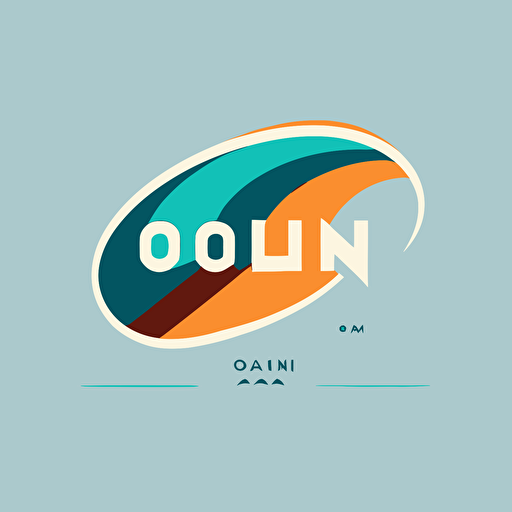 minimalist vectorized logo. transparent background. combination of a wave and a surfskate. the brand name is OLON!. and the slogan is: surf & surfskate. beach colors, flat design that transmits the essence of surfing.