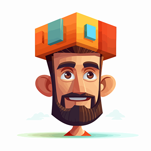 vector image with man but please put cartoon cube on his head and cover whole head.