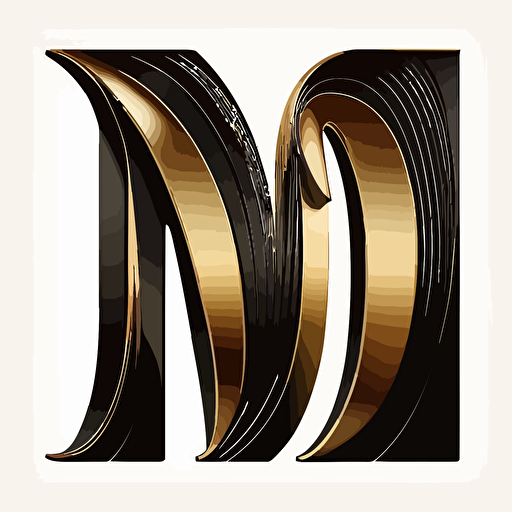 Black and Gold Capital letter M, white background , no textures,no extra noise, minimalist, simple and clean, vector art.
