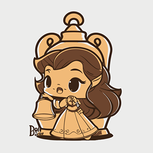 Disneys beauty and the beast Bell in Chibi sticker style transparent background vector