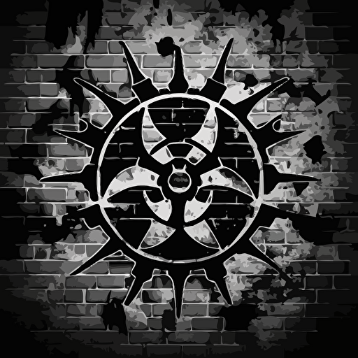biohazard symbols spray painted on a brick wall, for a background, vector style