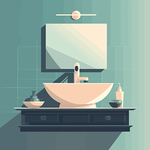 vector art minimalist sink bathroom