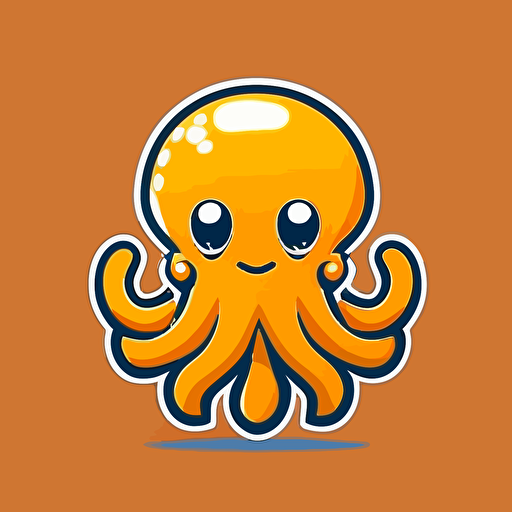 a mascot logo of an octopus, simple, flat, vector