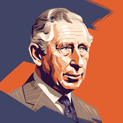 vector illustration of Prince Charles of England and the British flag in vivid colors