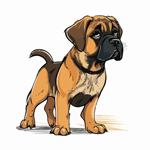 small mastiff dog cartoon vector style