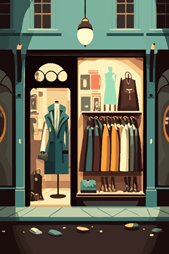 a fancy clothing shop cartoonish vector illustration