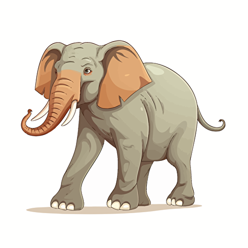 elephant, detailed, cartoon style, 2d clipart vector, creative and imaginative, hd, white background