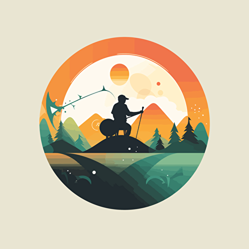 a successful day fishing, modern minimalist design, vector
