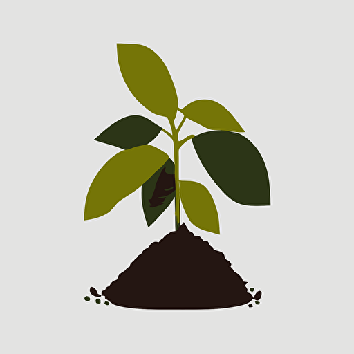 a simple vector image of an baby avocado tree with only 1 leaf growing out of compost
