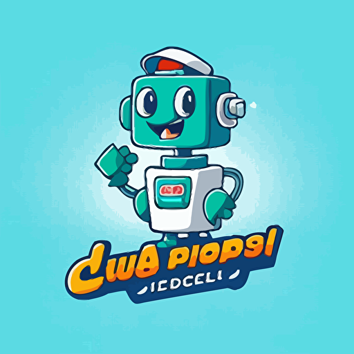 generate a modern corporate logo featuring a fun and friendly cartoon robot assistant for doctors, in the style of the show the jetson's, vector logo, simple clean logo, simple, 2d