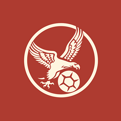 very simple logo for floorball ball with eagle, red and white colors, retro , vector flat, PNG, SVG, flat shading, solid background, mascot, logo, vector illustration, masterwork, 2D, simple, illustrator