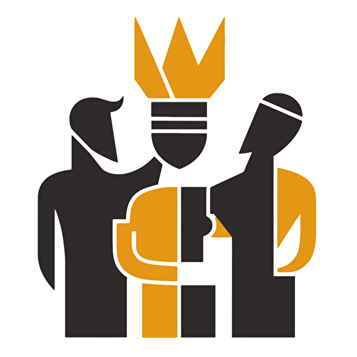 sports team logo emblem of three kings drinking large beers. Simple modern style 2d. Low-detail vector style.