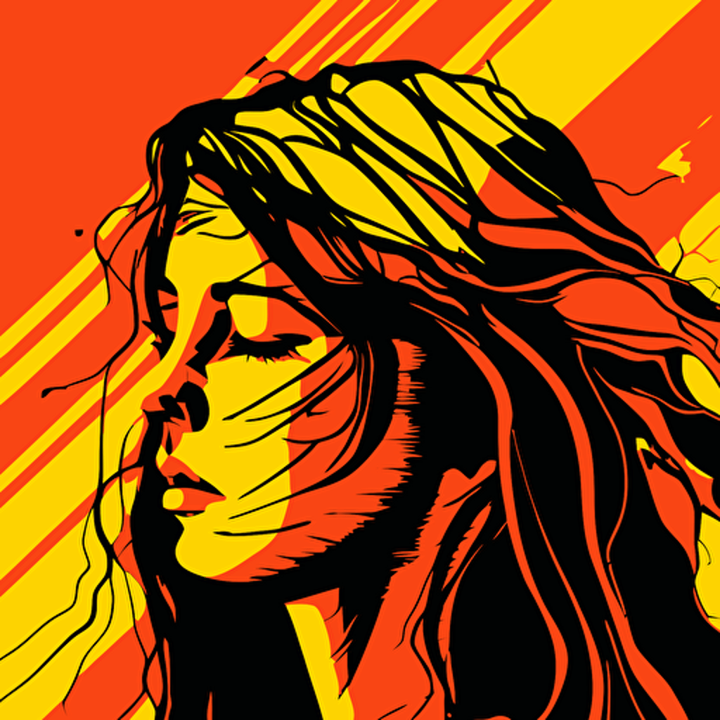 a pop art vector of a person who is grieving. bright warm colours