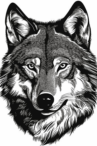 wolf vector black and white on white background