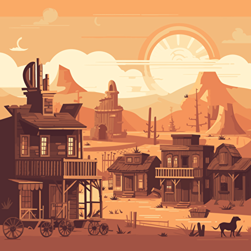 A vector of a wild west town, svg