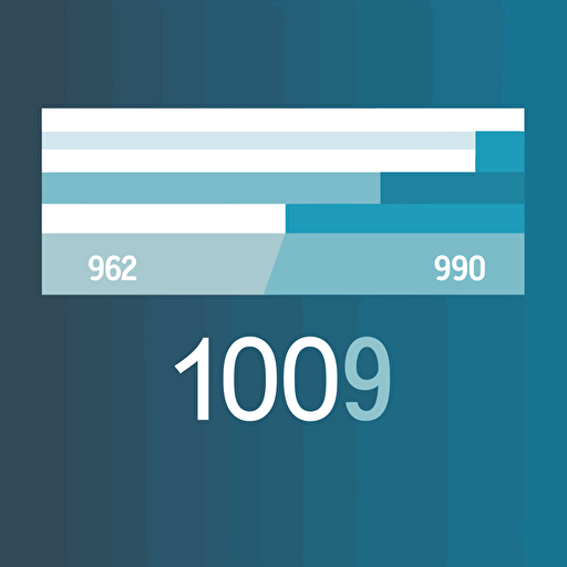 a horizontal progress bar filed at 90%. Mix of blue / white in the progress bar. Vectorized