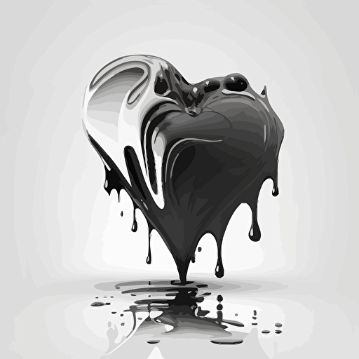 A stilized heart on a white background, vector style in back and white, liquify