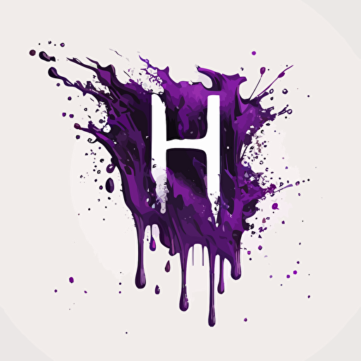 Lettermark logo of 'H', abstruct splashed water, High quality logo design, Vector, Minimal, white background, transparent background, purple color, super simple, illustration,