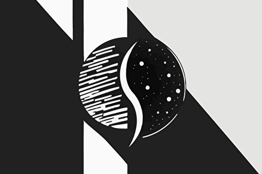 minimalist abstract vector logo, black and white, 2D, flat design, that represent the concept of co-creation and AI collaboration