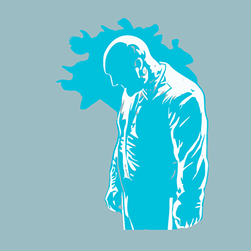 Plaintive, Introspectionelder, Tough, TGIF, light blue color, light blue background, simple design, vector style, white outline over silhouette