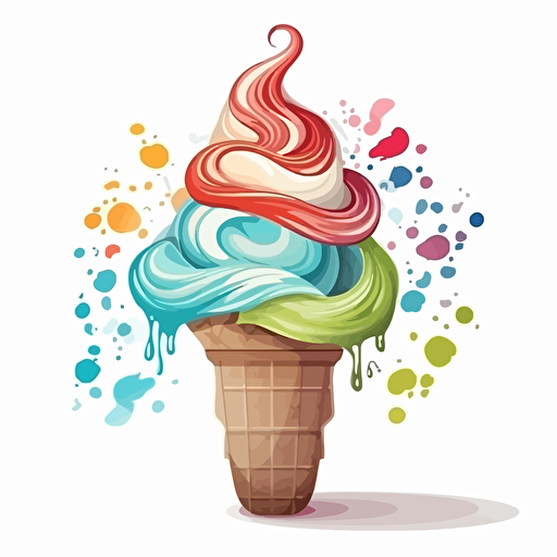cartoon ice cream cone swirled, vector artwork, white background
