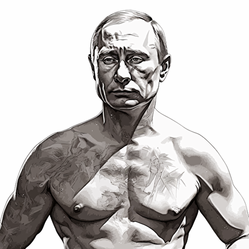 Putin, torso, vector, highly detailed, gritty