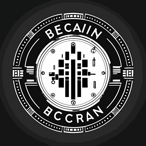 Clean, modern, logo for a blockchain verification service. vector, black and white