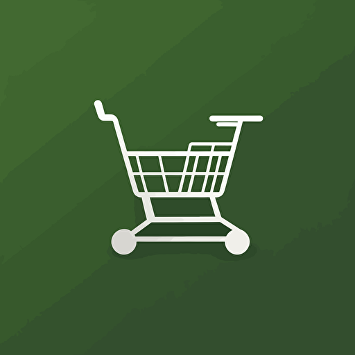 simple, minimalist, 2D, vector design, icon, green shopping cart