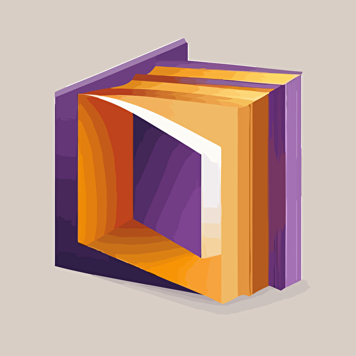 flat vector logo of square turning into book, #32594A purple orange gradient, simple minimal, by Ivan Chermayeff