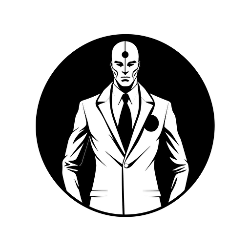 Watchmen Doctor Manhattan illustration, minimal, outline strokes only, black and white, logo, vector, minimallistic, white background