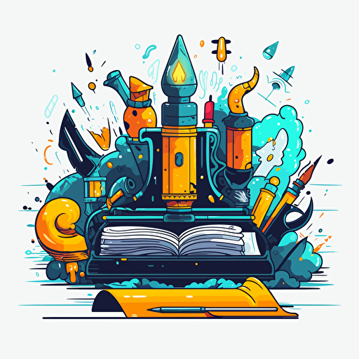 vector logo for translator documents pens papers keyboard