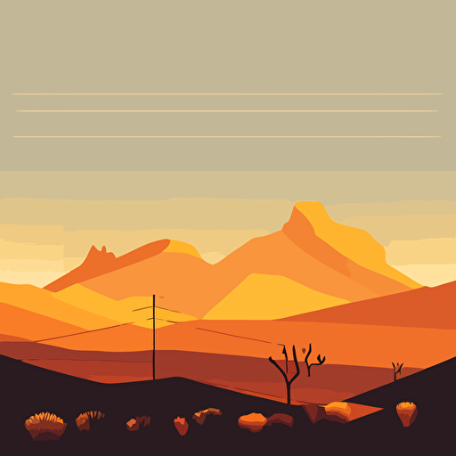 minimalism landscape digital art of Arizona. Use of vectors and minimalist color palette