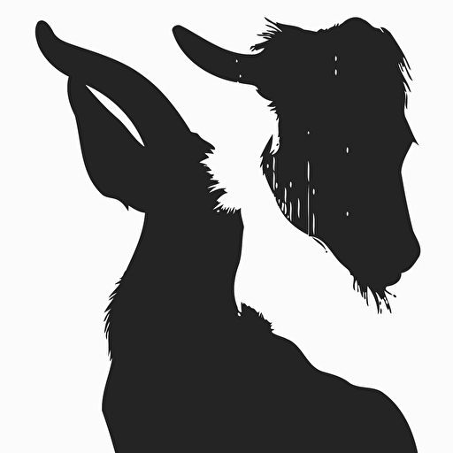 a vector silhouette of a cartoon goat, profile view, solid black on a plain white background