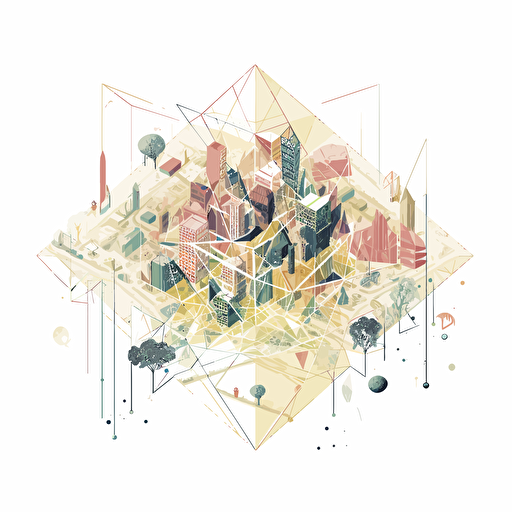 Urban Master plan of a city downtown made of cuboctahedron, vector equilibrium, vector equilibrium Urban Master plan