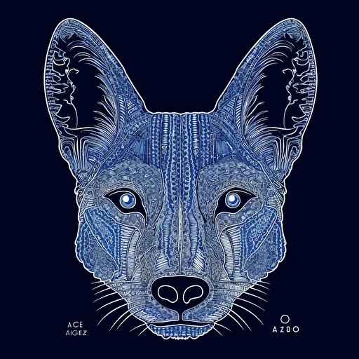 alex grey concept vector stencil of a blue heeler , black and white,