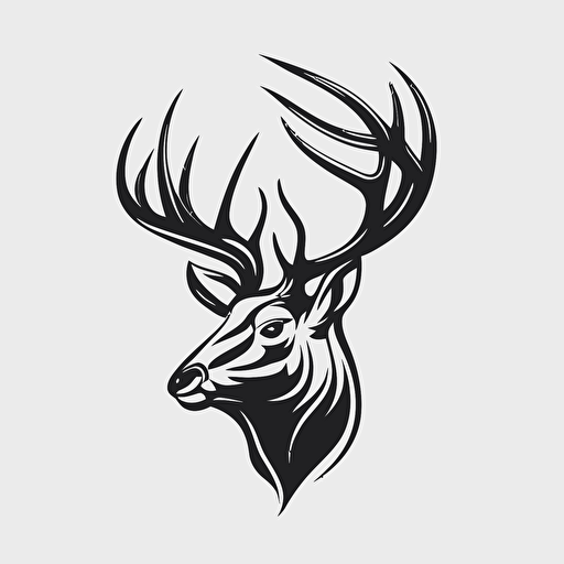 very simplified vector logo of a large deer head