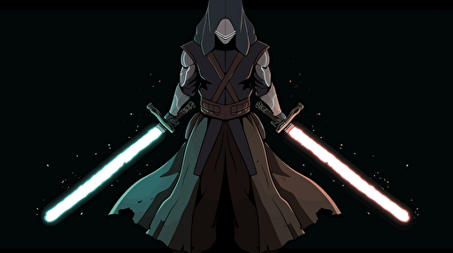 flat vector art, twin Jedi, dark colors, style of iwibitu