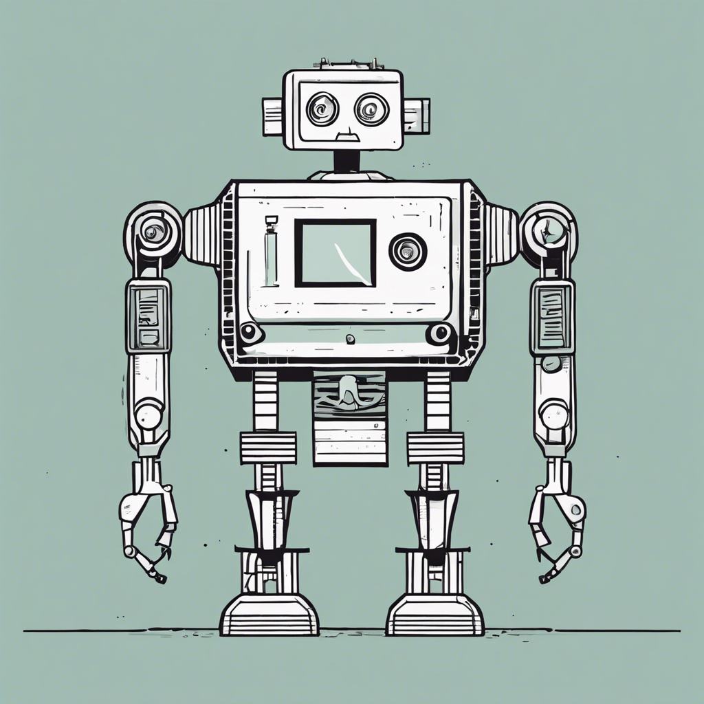 a robot, illustration in the style of Matt Blease, illustration, flat, simple, vector