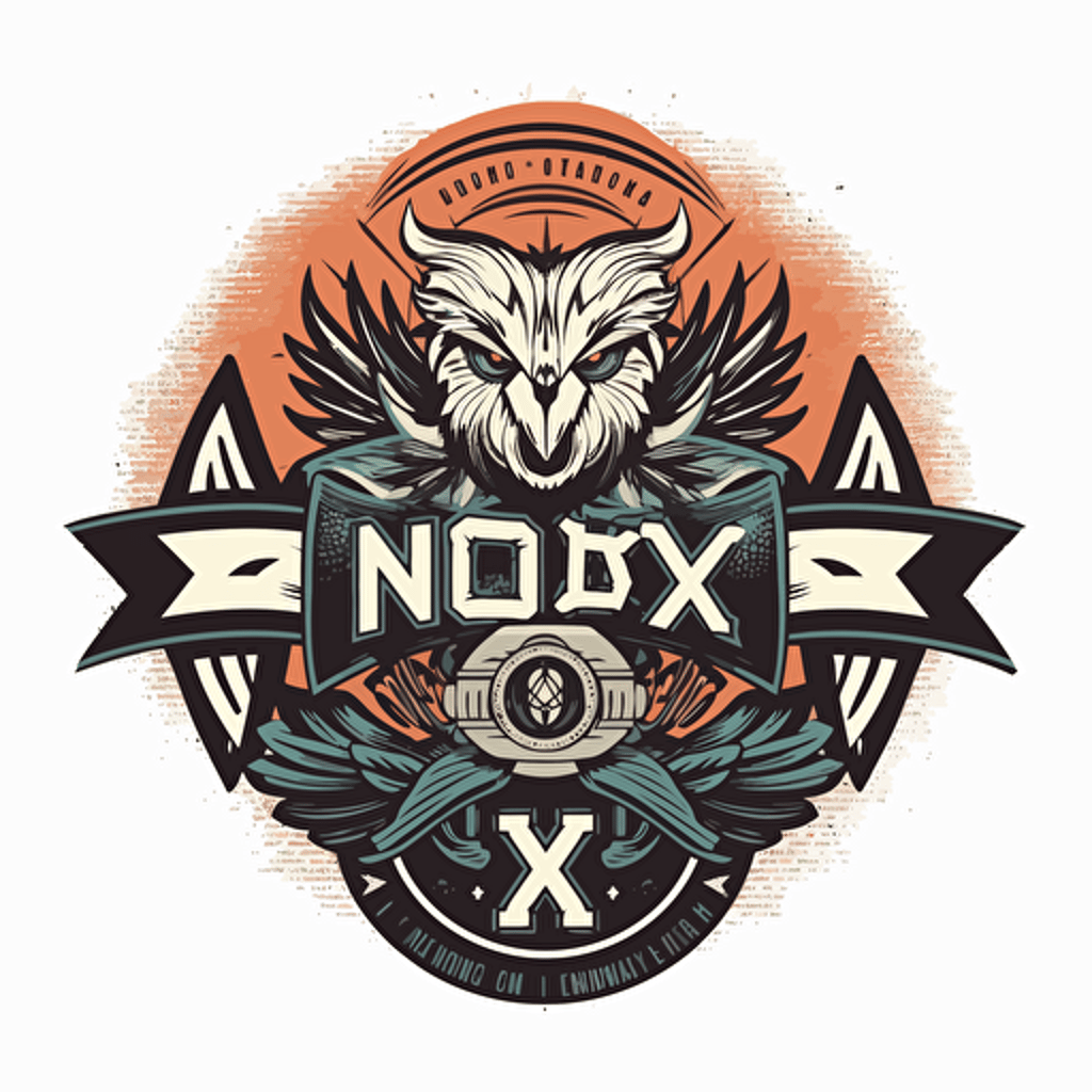 retro logo with merged text "NOX", black vector, white background