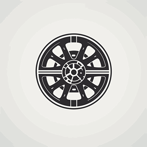 a simple and flat modern vector logo, film reel::5, Atlas, black and white, white background
