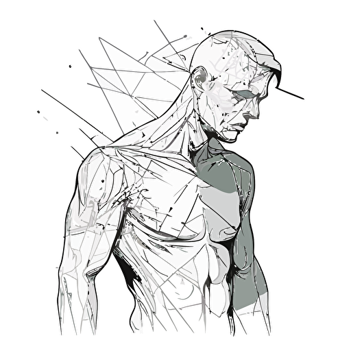 Line drawing, vector, flat, invesstor in pain, white color