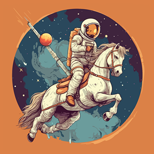 astronaut riding a pony on a stick vector