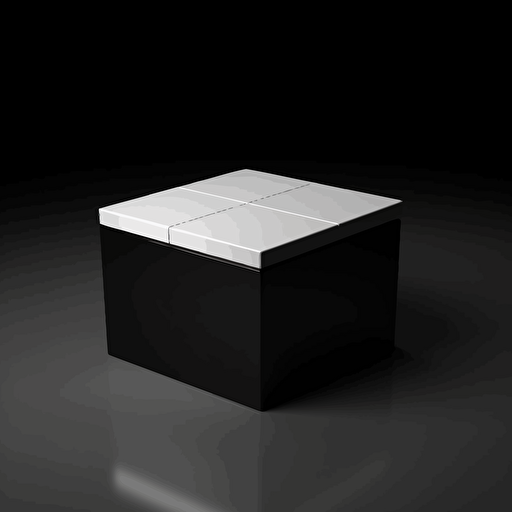 simple vector white box, deep black background