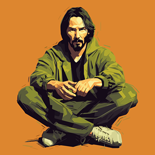 keanu reeves i know kung fu as an illustration, 8 color flat vector art