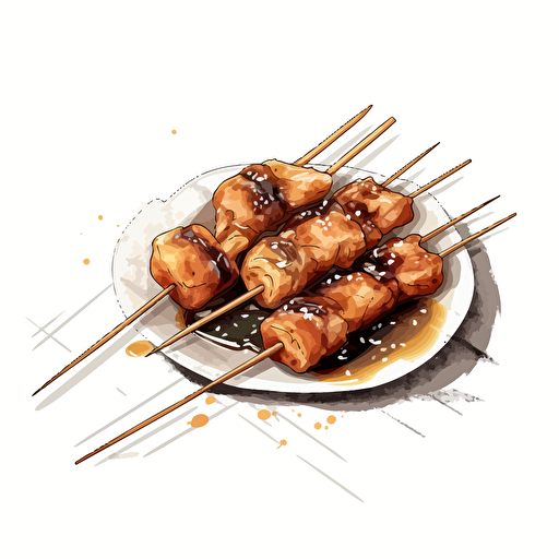 yakitori, vector art, white background